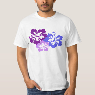 Aktuell hibiskusblomma i blått, lilor och lila tee