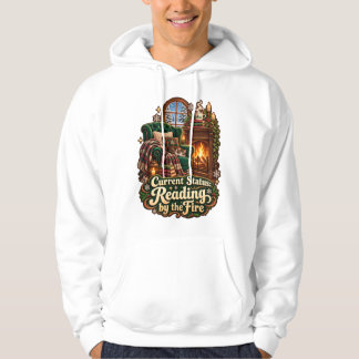 Aktuell status Läsning vid brasan Vinter Hoodie