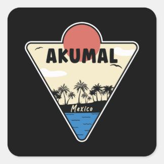 Akumal Mexico Seashore Fyrkantigt Klistermärke