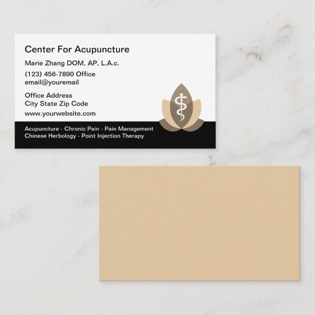 Akupunktur - behandling av akupunkturistiska Affär Visitkort (Fram/baksida)