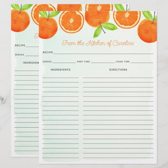 Akurat vattenfärg apelsiner dubbla recept binder i (Fram/baksida)