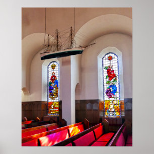 Akureyri Church Insida, Island, Painterly Poster
