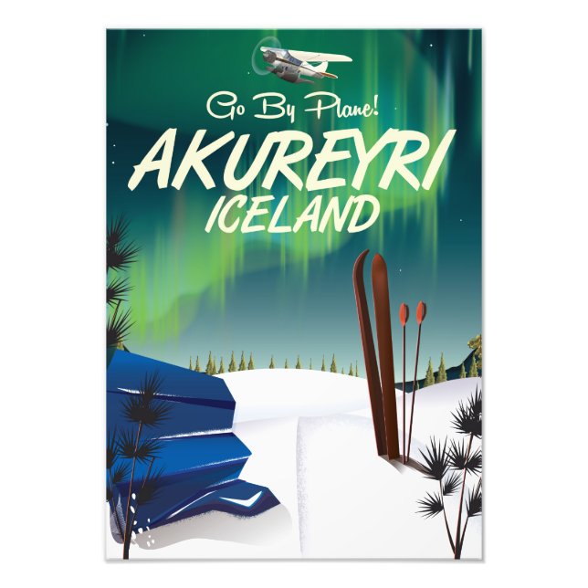 Akureyri Island resa affisch Fototryck (Framsidan)