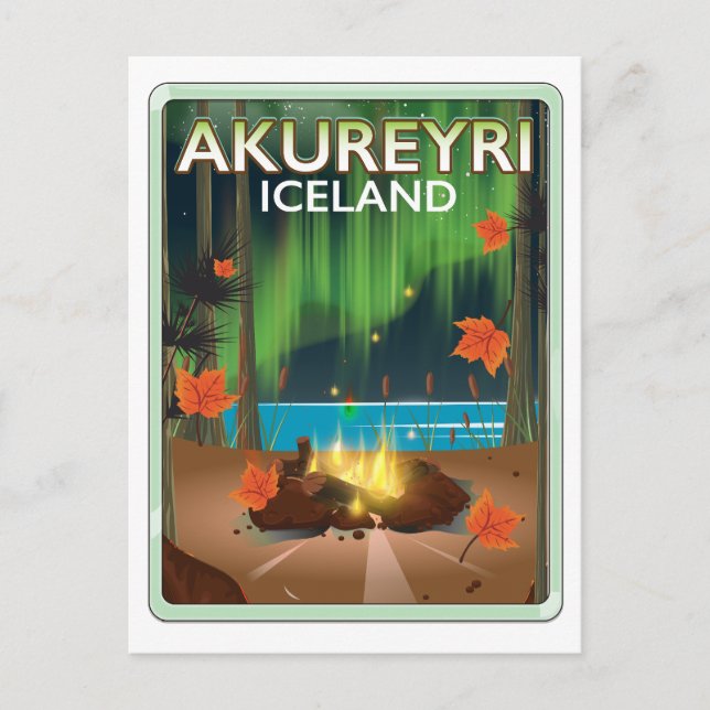 Akureyri Island resa affisch Helg Vykort (Framsida)