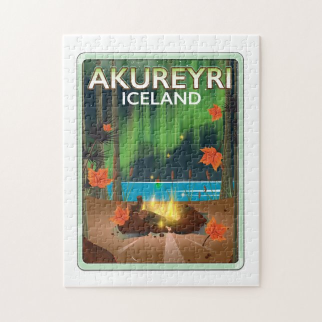 Akureyri Island resa affisch Pussel (Vertikal)