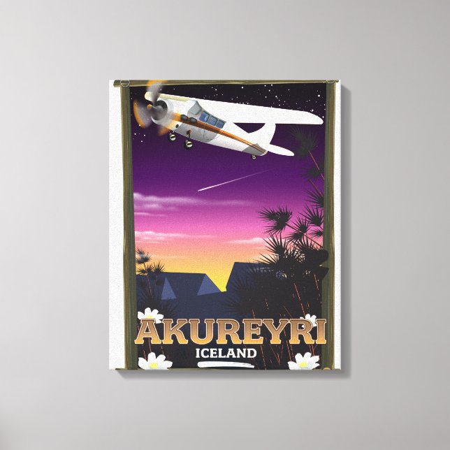 Akureyri Island resa poster Canvastryck (Framsida)