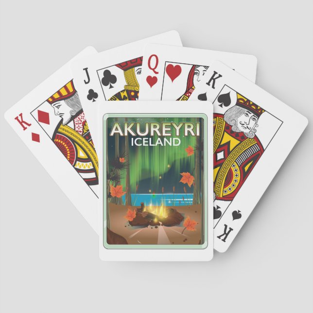Akureyri Island resemälsaffisch Casinokort (Baksidan)