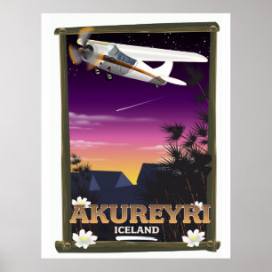 Akureyri-Islandets reseaffisch Poster