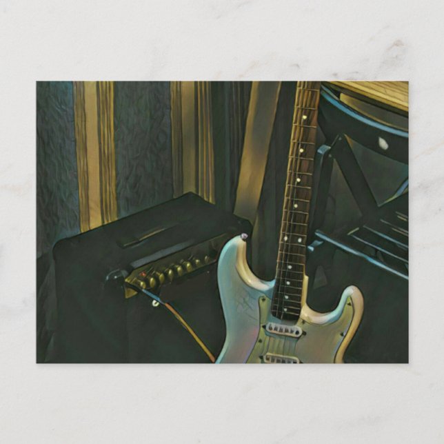 akustisk elbas gitarr present vykort (Framsida)