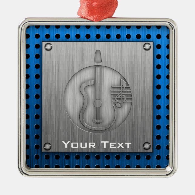 Akustisk gitarr; Borstad metall-look Julgransprydnad Metall (Framsidan)