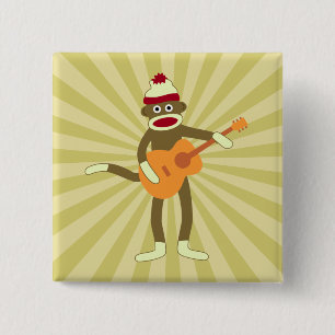 Akustisk gitarr för sock monkey knapp