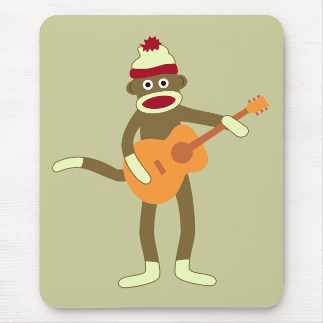 Akustisk gitarr för sock monkey musmatta (Framsidan)