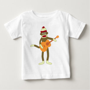 Akustisk gitarr för sock monkey t shirt