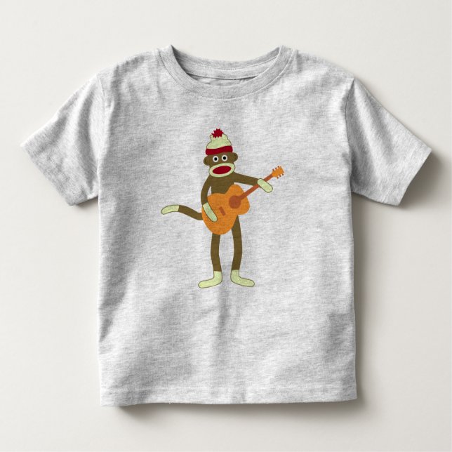Akustisk gitarr för sock monkey tee shirt (Framsida)