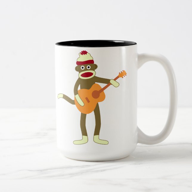 Akustisk gitarr för sock monkey Två-Tonad mugg (Höger)