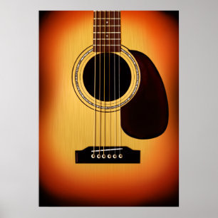 Akustisk gitarr för Sunburst Poster