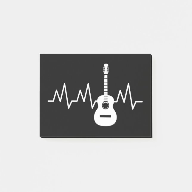 Akustisk gitarr hjärtslag post-it block (Framsida)