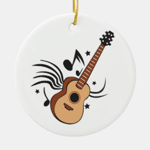 Akustisk gitarr julgransprydnad keramik