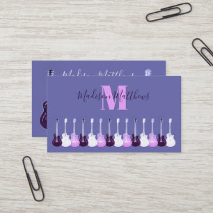 Akustisk gitarr lila rosa musiklärare Monogram Visitkort