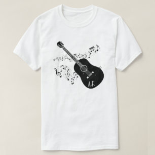 Akustisk gitarr & musik noterpersonliggåva tee