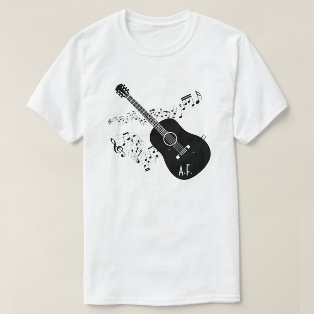 Akustisk gitarr & musik noterpersonliggåva tee (Design framsida)