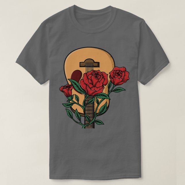 Akustisk gitarr och blomGuitarist Musician Gift T Shirt (Design framsida)