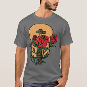 Akustisk gitarr och blomGuitarist Musician Gift T Shirt