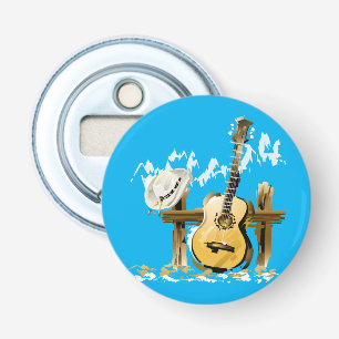 Akustisk gitarr och hatt flasköppnare