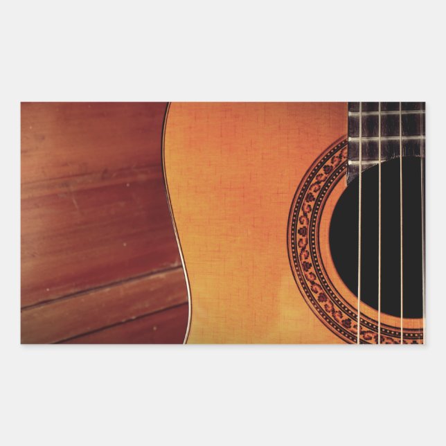 Akustisk gitarr rektangulärt klistermärke (Framsida)