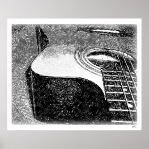 Akustisk gitarr (skiss) poster