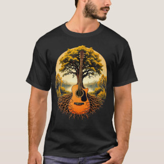 Akustisk gitarr Träd Des Livsjös Skog Natur G T Shirt