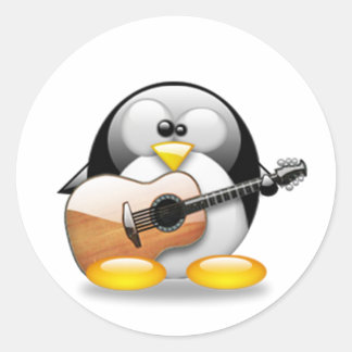Akustisk gitarr Tux (Linux Tux) Runt Klistermärke