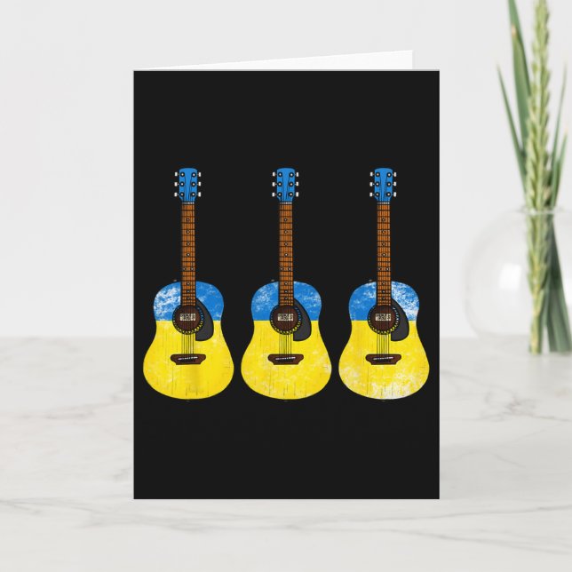 Akustisk gitarr Ukrainsk flagga Ukraina gitarrist  Kort (Framsida)