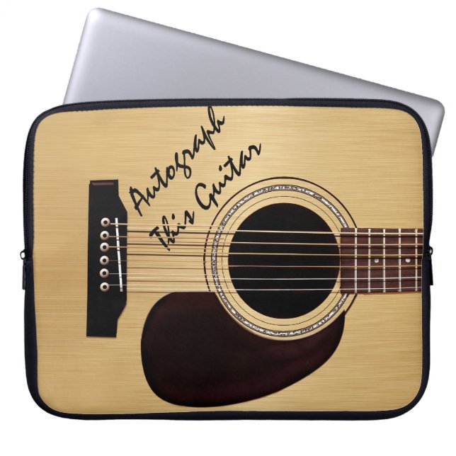 Akustisk gitarranpassningsbarautograf laptop sleeve (Framsidan)