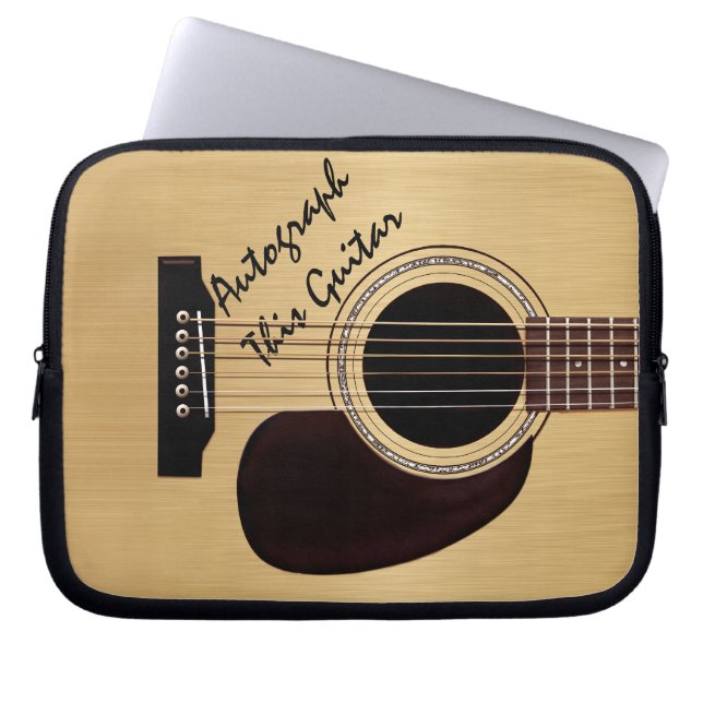 Akustisk gitarranpassningsbarautograf laptop sleeve (Framsidan)
