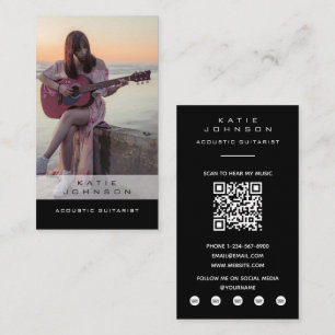Akustisk gitarrist Musiker Foto QR-kod Visitkort