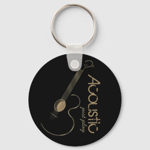 Akustisk gitarrlogotyp Keychain Nyckelring