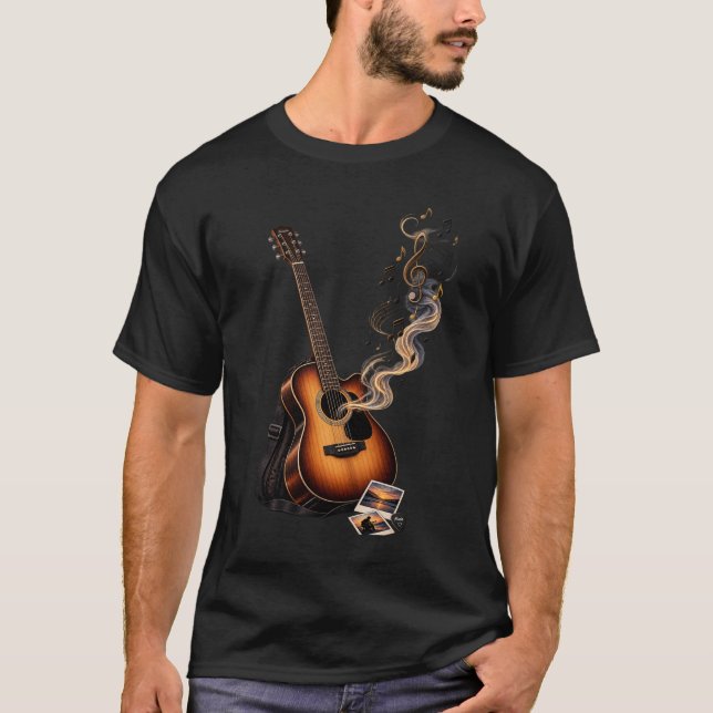 Akustisk Gitarrmelodi – Musikälskare Design T Shirt (Framsida)