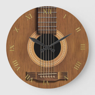 Akustisk gitarrmusik för naturlig Wood Look Stor Klocka