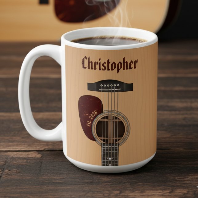Akustisk gitarrmusiker Gitarrist Brun Namn  Kaffemugg (Skapare uppladdad)