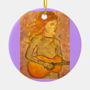 akustisk gitarrteckning julgransprydnad keramik