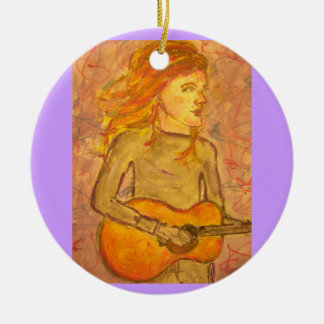 akustisk gitarrteckning julgransprydnad keramik