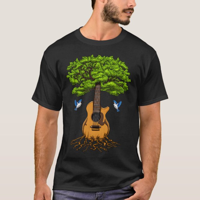 Akustisk gitarrträd t shirt (Framsida)