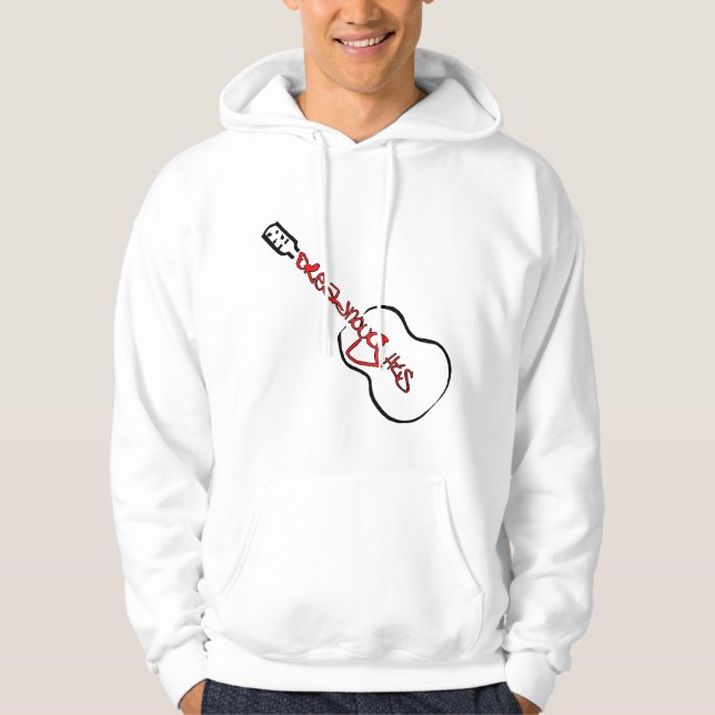 Akustisk Guitar Abstrakt Logotyp röd Hoodie (Framsida)