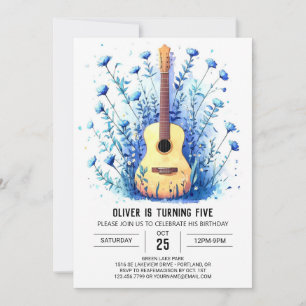 Akustisk Guitar Boy Birthday Inbjudningar