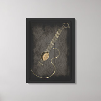 Akustisk Guitar Logotyp Canvas Wall Art