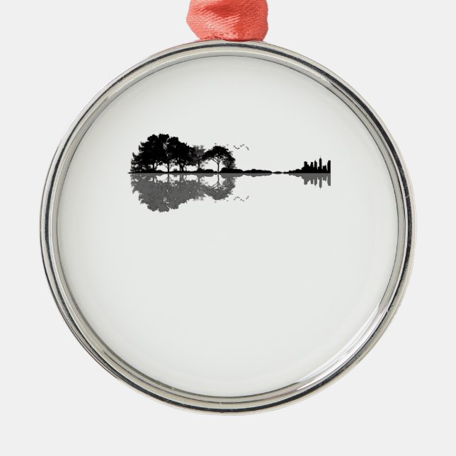 Akustisk Guitar Nature Est Music Bass Guitarist Julgransprydnad Metall (Framsidan)