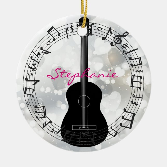 Akustisk Guitar Silhouette-design Ornament (Framsidan)