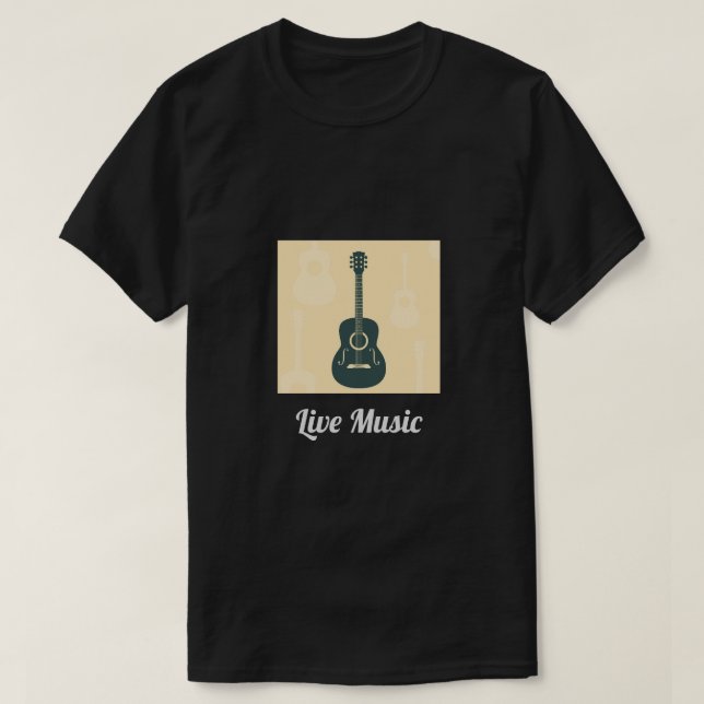 Akustisk musik för levande gitarr för musikslogan t shirt (Design framsida)
