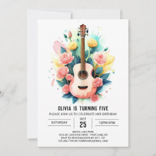 Akustisk musikers Guitar Birthday Inbjudningar